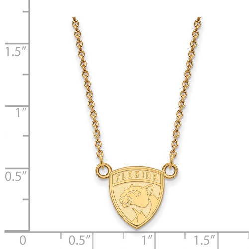 Image of 18" Gold Plated Sterling Silver NHL Florida Panthers Small Pendant LogoArt Necklace
