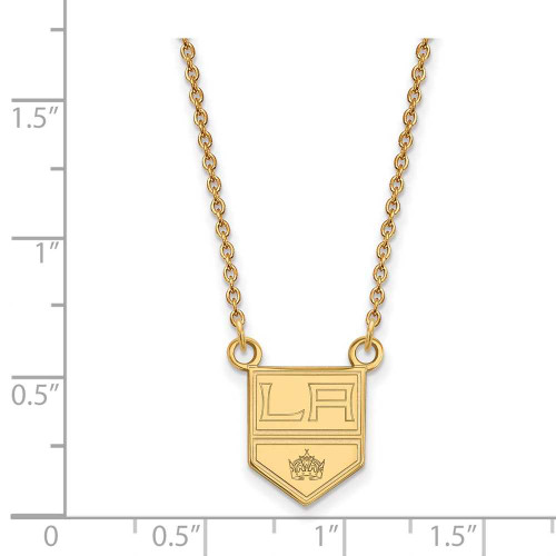 Image of 18" Gold Plated Sterling Silver NHL Los Angeles Kings Small Pendant LogoArt Necklace
