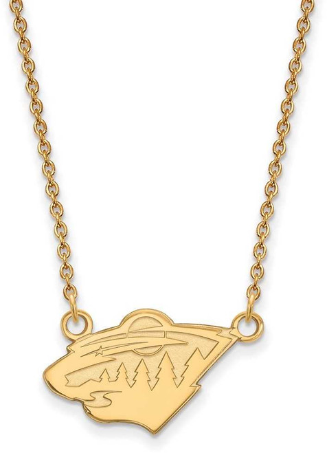 Image of 18" Gold Plated Sterling Silver NHL Minnesota Wild Small Pendant Necklace by LogoArt