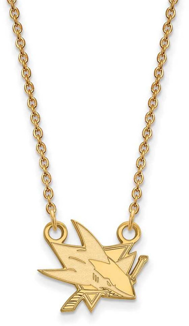 Image of 18" Gold Plated Sterling Silver NHL San Jose Sharks Small Pendant LogoArt Necklace