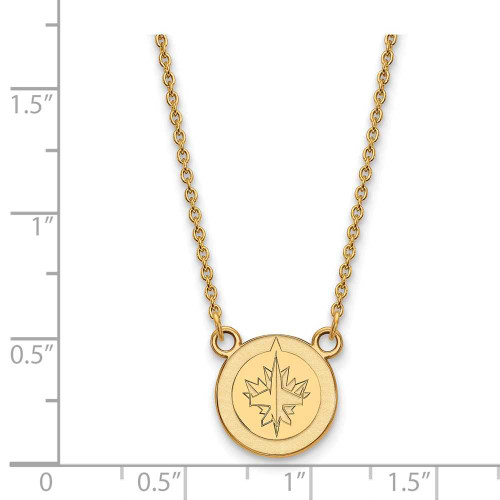 Image of 18" Gold Plated Sterling Silver NHL Winnipeg Jets Small Pendant Necklace by LogoArt