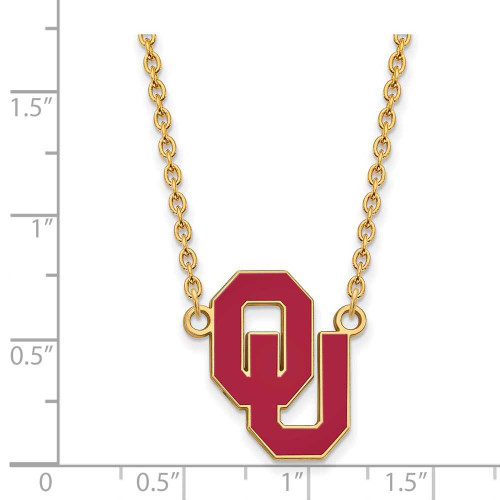 Image of 18" Gold Plated Sterling Silver Oklahoma Large Enamel Pendant w/ Necklace by LogoArt
