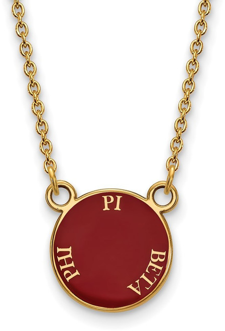 Image of 18" Gold Plated Sterling Silver Pi Beta Phi XSmall Pendant LogoArt Necklace GP012PBP