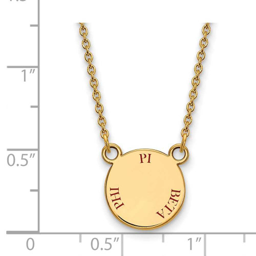 Image of 18" Gold Plated Sterling Silver Pi Beta Phi XSmall Pendant LogoArt Necklace GP014PBP