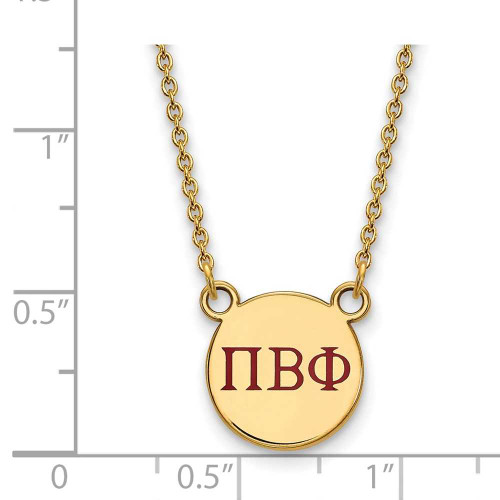Image of 18" Gold Plated Sterling Silver Pi Beta Phi XSmall Pendant LogoArt Necklace GP027PBP