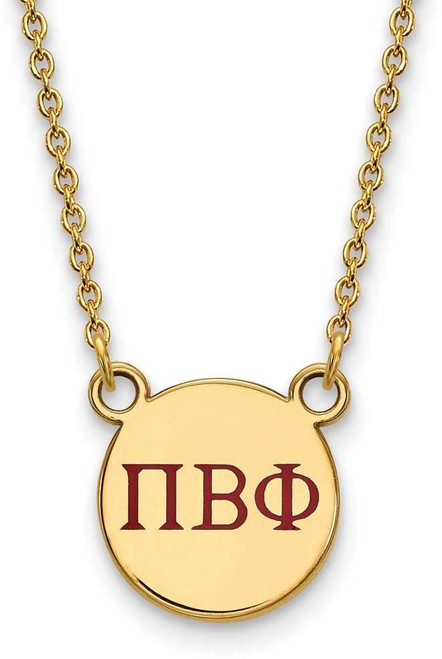 Image of 18" Gold Plated Sterling Silver Pi Beta Phi XSmall Pendant LogoArt Necklace GP027PBP