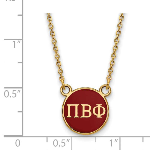 Image of 18" Gold Plated Sterling Silver Pi Beta Phi XSmall Pendant LogoArt Necklace GP029PBP