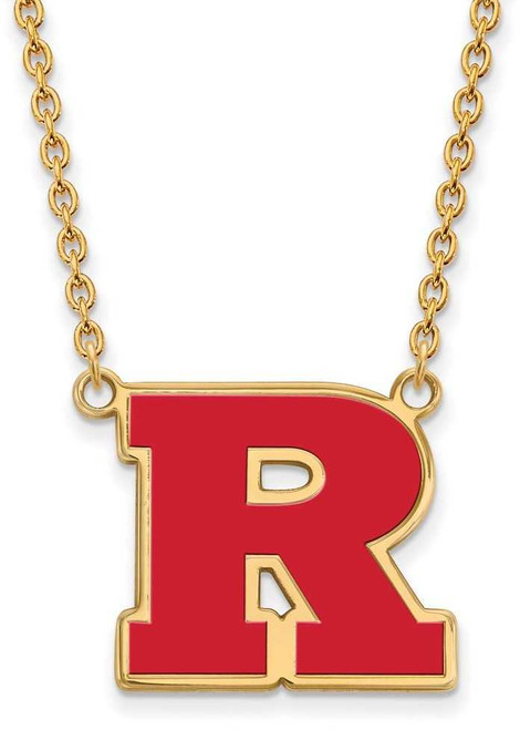 Image of 18" Gold Plated Sterling Silver Rutgers Large Enamel Pendant w/ Necklace by LogoArt