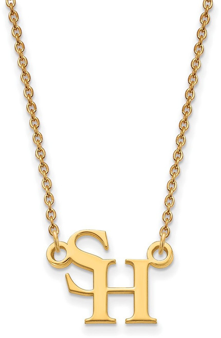 18" Gold Plated Sterling Silver Sam Houston State U Small Pendant LogoArt Necklace
