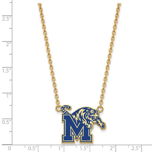 Image of 18" Gold Plated Sterling Silver U of Memphis Lg Pendant LogoArt Necklace GP062UMP-18