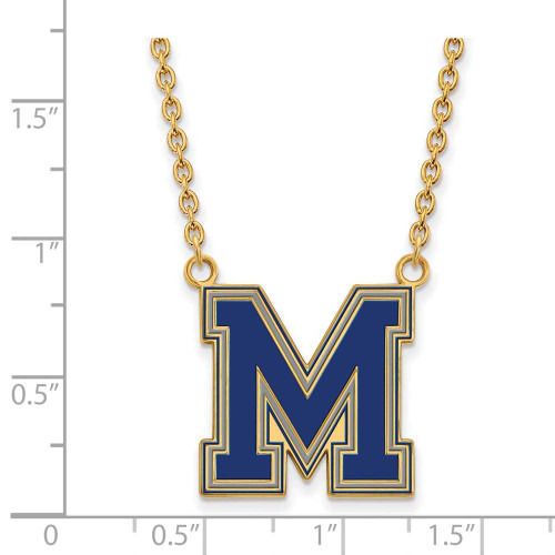 Image of 18" Gold Plated Sterling Silver U of Memphis Lg Pendant LogoArt Necklace GP065UMP-18