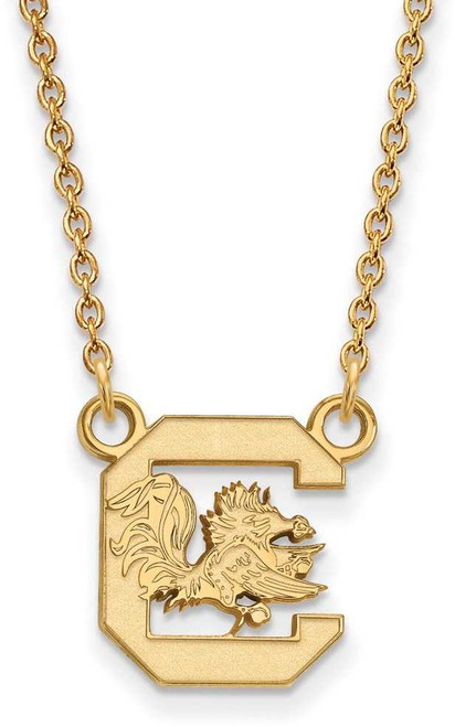 Image of 18" Gold Plated Sterling Silver U of South Carolina Small Pendant LogoArt Necklace