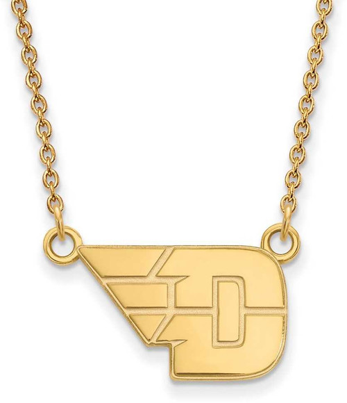 Image of 18" Gold Plated Sterling Silver University of Dayton Small Pendant LogoArt Necklace