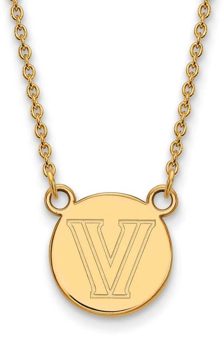 Image of 18" Gold Plated Sterling Silver Villanova University Small Disc Necklace by LogoArt