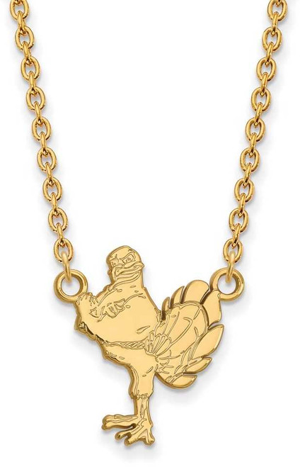 Image of 18" Gold Plated Sterling Silver Virginia Tech Lg Pendant Necklace LogoArt GP053VTE