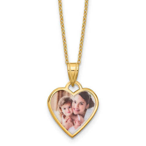 Image of 18" Gold-Plated Sterling Silver Small Heart Picture Jewelry Personalized Necklace