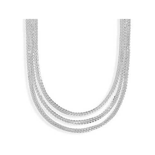 Image of 18" Graduated Multistrand Necklace 925 Sterling Silver - LIMITED STOCK