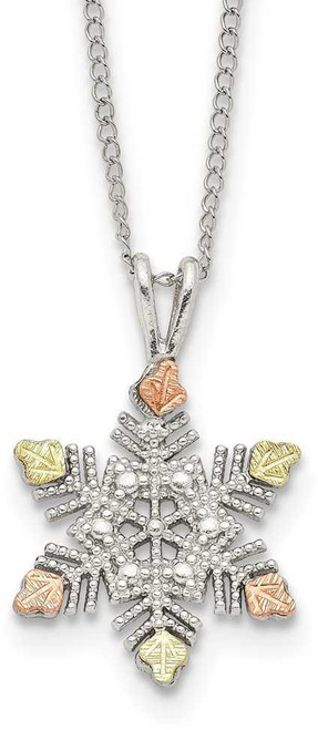 Image of 18" Landstroms Mt Rushmore Black Hills 925 Silver & 12K Gold Snowflake Necklace