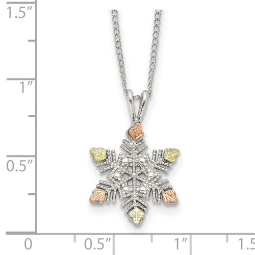 18 inch Landstroms Mt Rushmore Black Hills 925 Silver & 12K Gold Snowflake Necklace