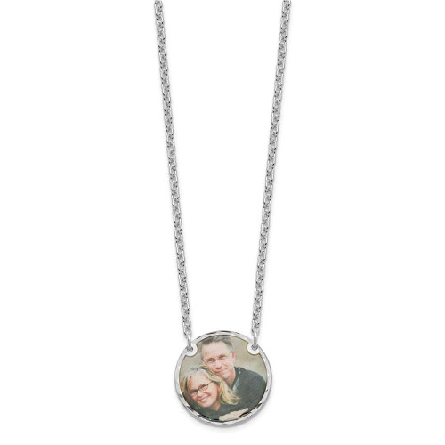 Image of 18" Rhodium-plated Sterling Silver Photo Disc Personalized Necklace