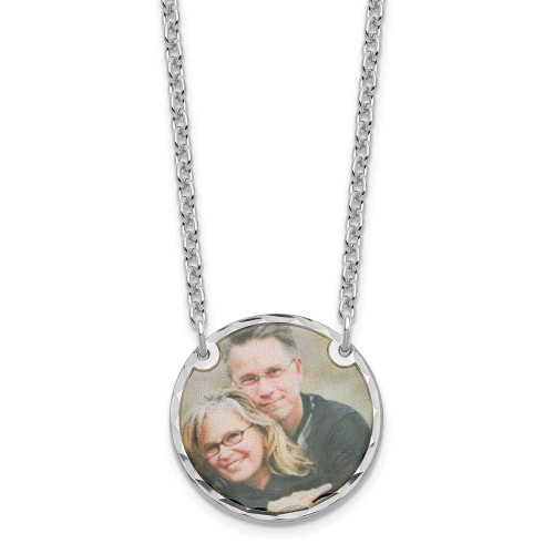 Image of 18" Rhodium-plated Sterling Silver Photo Disc Personalized Necklace