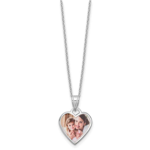 Image of 18" Rhodium-plated Sterling Silver Small Heart Picture Jewelry Personalized Necklace