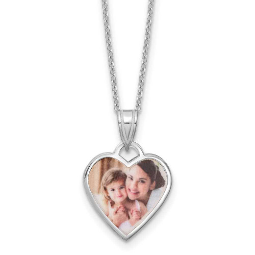 Image of 18" Rhodium-plated Sterling Silver Small Heart Picture Jewelry Personalized Necklace