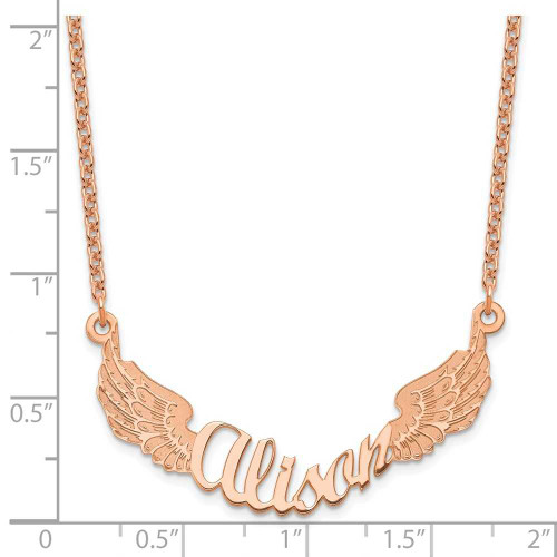 Image of 18" Rose Gold-Plated Sterling Silver Personalized Angel Wings Name Necklace