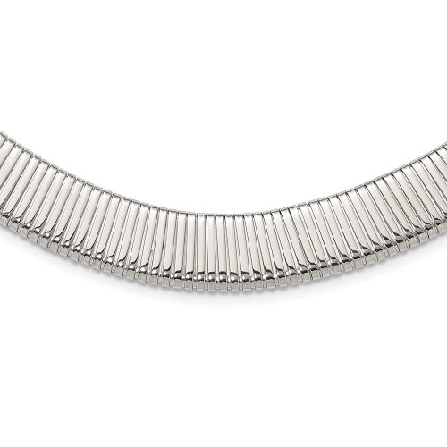 Image of 18" Stainless Steel 14.5mm Polished and Textured Cubetto Omega Chain Necklace