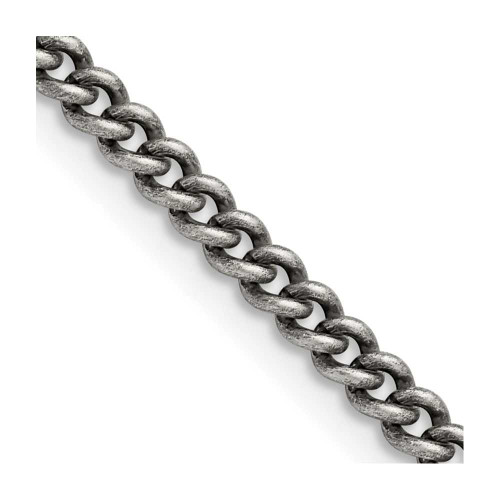 Image of 18" Stainless Steel Antiqued 4mm Round Curb Chain Necklace