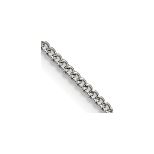 Image of 18" Stainless Steel Polished 2.25mm Round Curb Chain Necklace