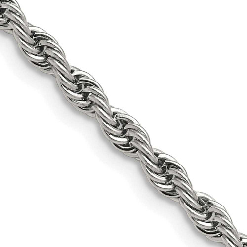 Image of 18" Stainless Steel Polished 4mm Rope Chain Necklace
