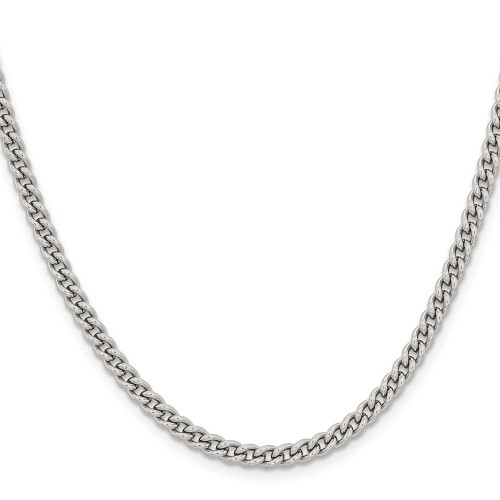 Image of 18" Stainless Steel Polished 4mm Round Curb Chain Necklace