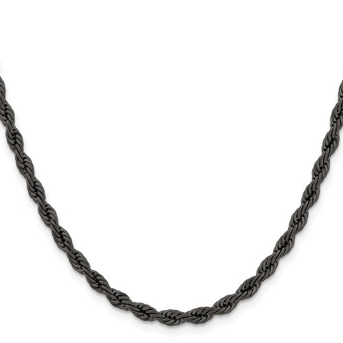 Image of 18" Stainless Steel Polished Black IP-plated 4mm Rope Chain Necklace