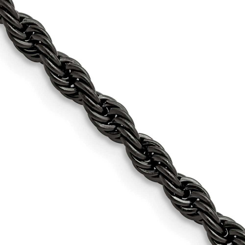Image of 18" Stainless Steel Polished Black IP-plated 4mm Rope Chain Necklace
