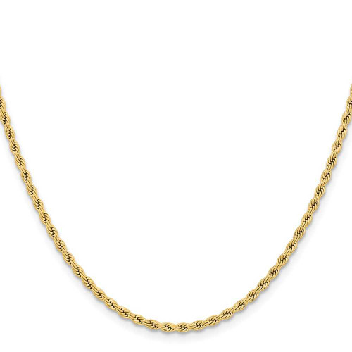 Image of 18" Stainless Steel Polished Yellow IP-plated 2.4mm Rope Chain Necklace Image of 18" Stainless Steel Polished Yellow IP-plated 2.4mm Rope Chain Necklace