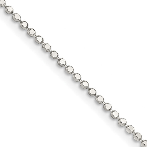 18" Sterling Silver 1.15mm Square Fancy Beaded Chain Necklace
