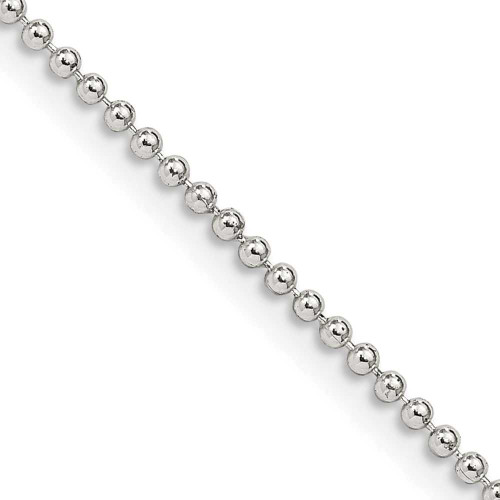 Image of 18" Sterling Silver 1.5mm Beaded Chain Necklace w/2in ext.