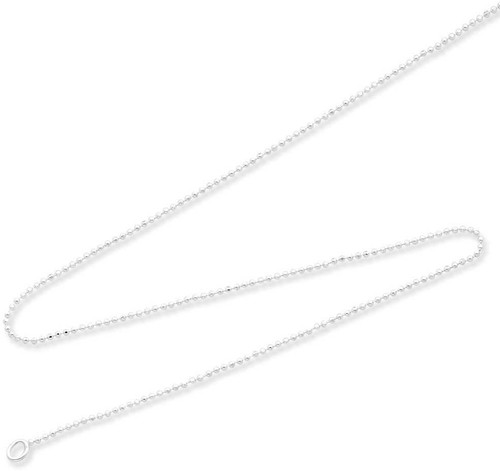 Image of 18" Sterling Silver 1mm Polished Beaded Chain Necklace