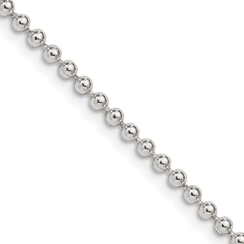 Image of 18" Sterling Silver 2.35mm Beaded Chain Necklace w/2in ext.