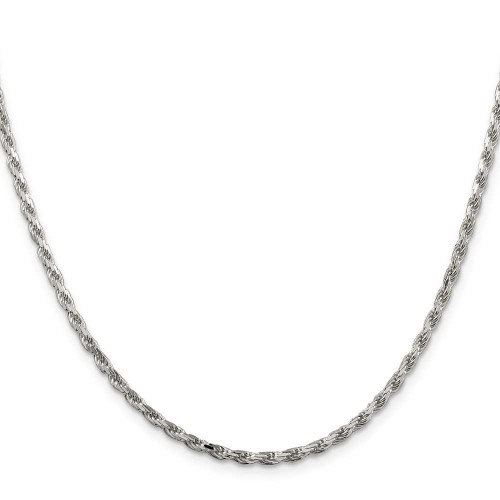 Image of 18" Sterling Silver 2.5mm Diamond-cut Rope Chain Necklace w/2in ext.