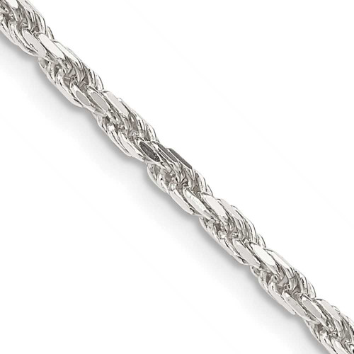 Image of 18" Sterling Silver 2.5mm Diamond-cut Rope Chain Necklace w/2in ext.