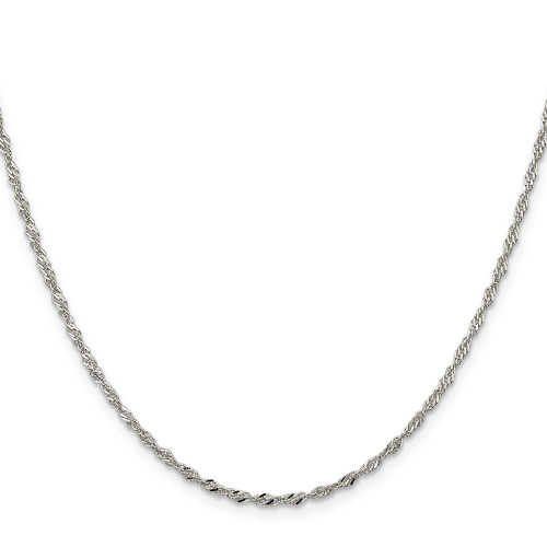 18" Sterling Silver 2mm Singapore Chain Necklace w/2in ext.