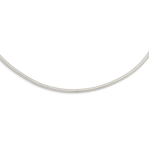 18 inch Sterling Silver 4mm Round Cubetto Omega Chain Necklace