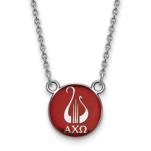 Image of 18" Sterling Silver Alpha Chi Omega X-Small Pendant Necklace by LogoArt SS042ACO-18
