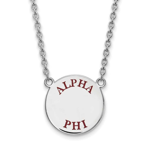Image of 18" Sterling Silver Alpha Phi Small Enamel Pendant w/ Necklace LogoArt (SS015APH-18)