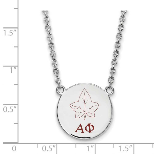 Image of 18" Sterling Silver Alpha Phi Small Enamel Pendant w/ Necklace LogoArt (SS045APH-18)
