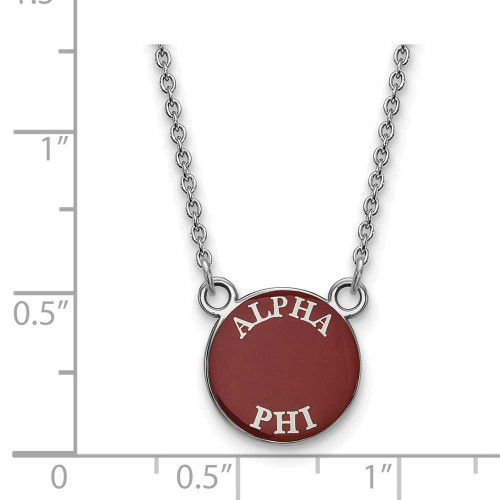 Image of 18" Sterling Silver Alpha Phi X-Small Enamel Pendant Necklace by LogoArt SS012APH-18