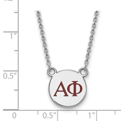 Image of 18" Sterling Silver Alpha Phi X-Small Enamel Pendant Necklace by LogoArt SS027APH-18