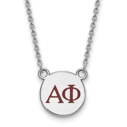 Image of 18" Sterling Silver Alpha Phi X-Small Enamel Pendant Necklace by LogoArt SS027APH-18